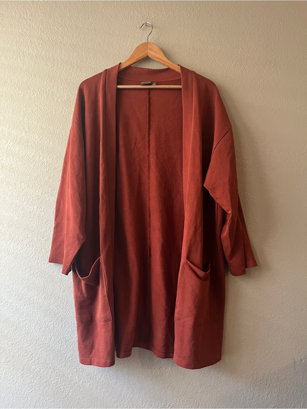ASOS Rust Cotton Open Draped Cardigan with Pockets Medium